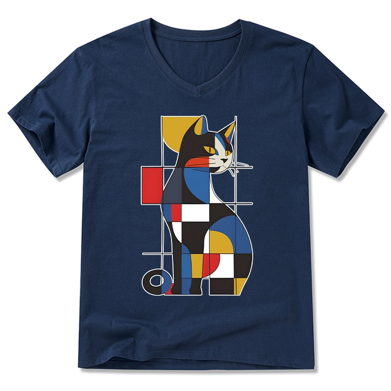 Tokyo-Tiger Mondrian Cat V-Neck Classic T-Shirt