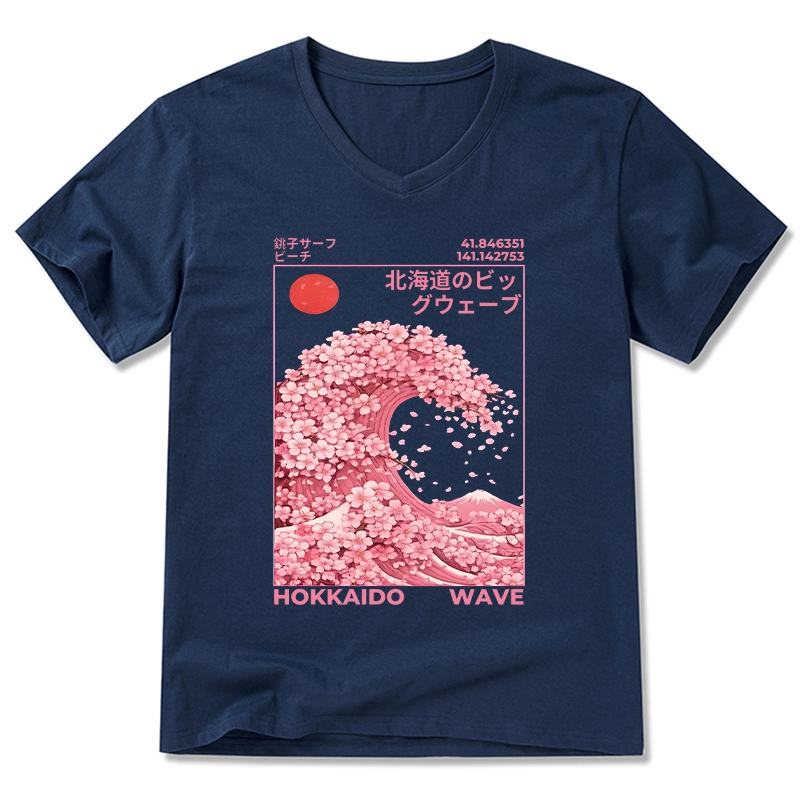 Tokyo-Tiger Sakura Wave V-Neck Classic T-Shirt