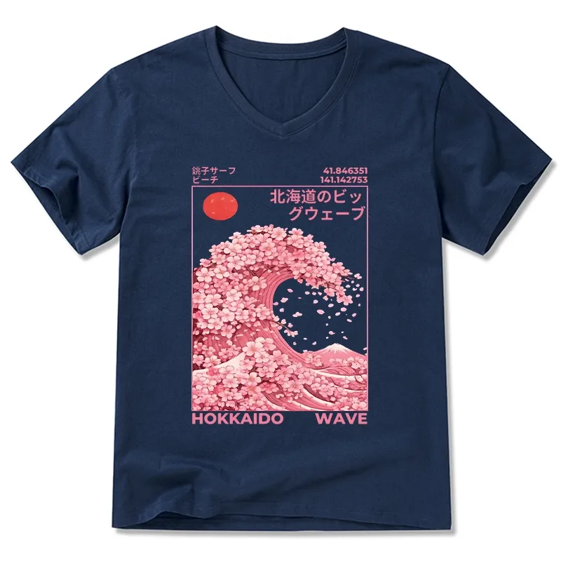 Tokyo-Tiger Sakura Wave V-Neck Classic T-Shirt Sale