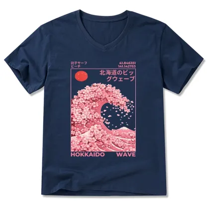 Tokyo-Tiger Sakura Wave V-Neck Classic T-Shirt