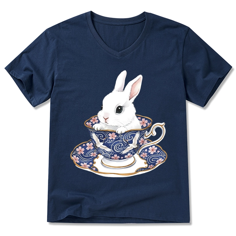 Tokyo-Tiger Cute Rabbit Tea Set V-Neck Classic T-Shirt