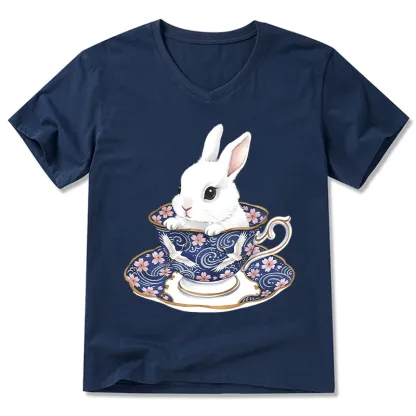 Tokyo-Tiger Cute Rabbit Tea Set V-Neck Classic T-Shirt