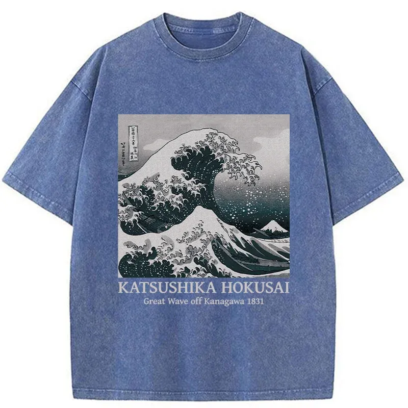 Tokyo-Tiger Ukiyoe Classic Waves Washed T-Shirt