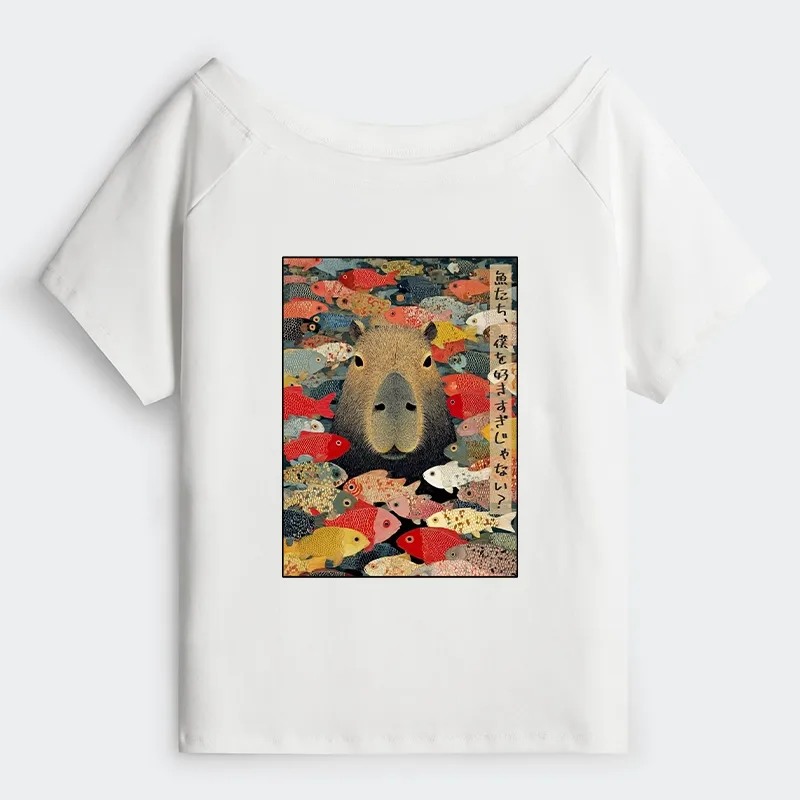 Tokyo-Tiger Am I Too Lovable? Off Shoulder T-Shirt Sale