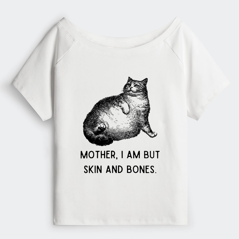 Tokyo-Tiger Skin & Bones Cat Off Shoulder T-Shirt