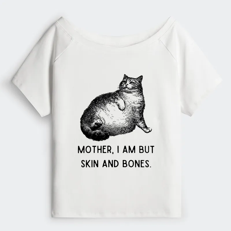 Tokyo-Tiger Skin & Bones Cat Off Shoulder T-Shirt Sale