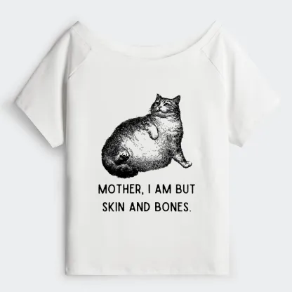 Tokyo-Tiger Skin & Bones Cat Off Shoulder T-Shirt