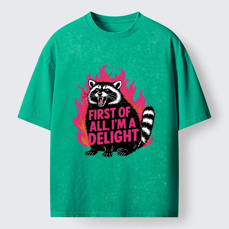 Tokyo-Tiger Angry Raccoon Funny Washed T-Shirt