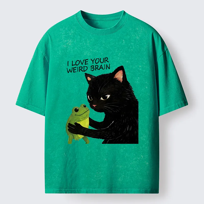 Tokyo-Tiger Cat Eats Frog Washed T-Shirt