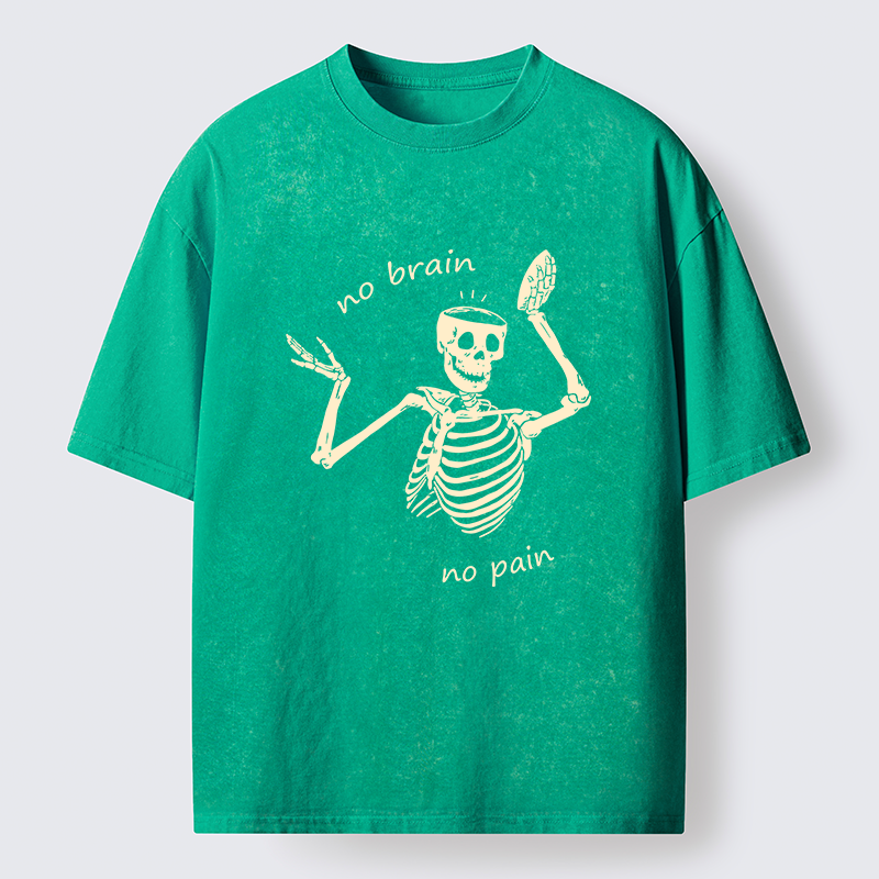 Tokyo-Tiger Skeletons Feel No Pain Washed T-Shirt