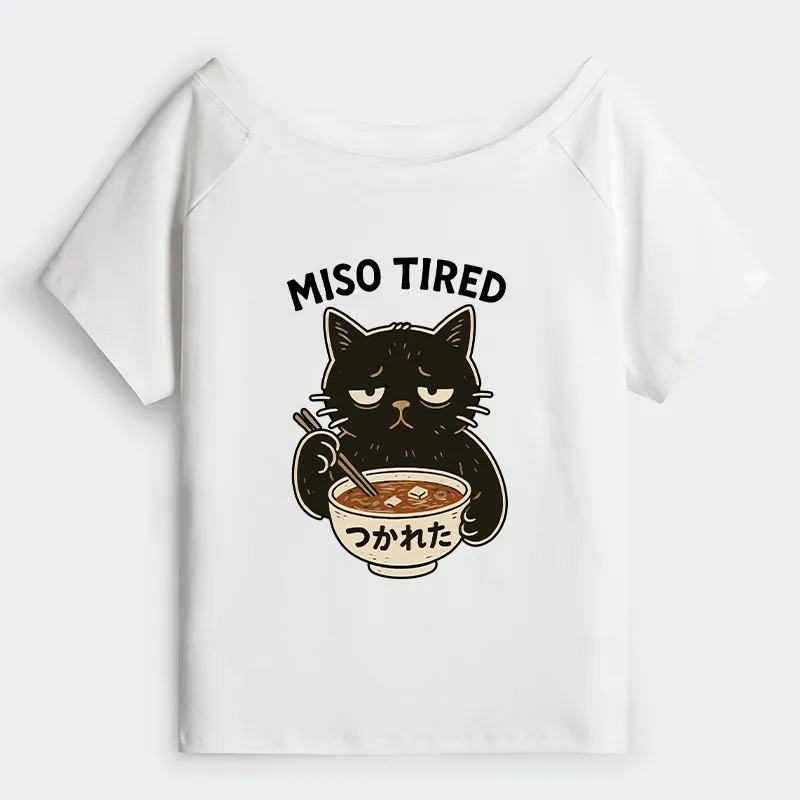 Tokyo-Tiger I’m So Tired Off Shoulder T-Shirt