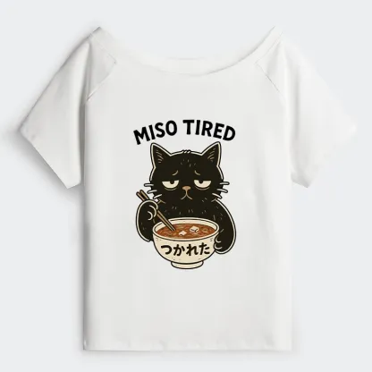 Tokyo-Tiger I’m So Tired Off Shoulder T-Shirt