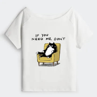 Tokyo-Tiger Unavailable Cat Off Shoulder T-Shirt