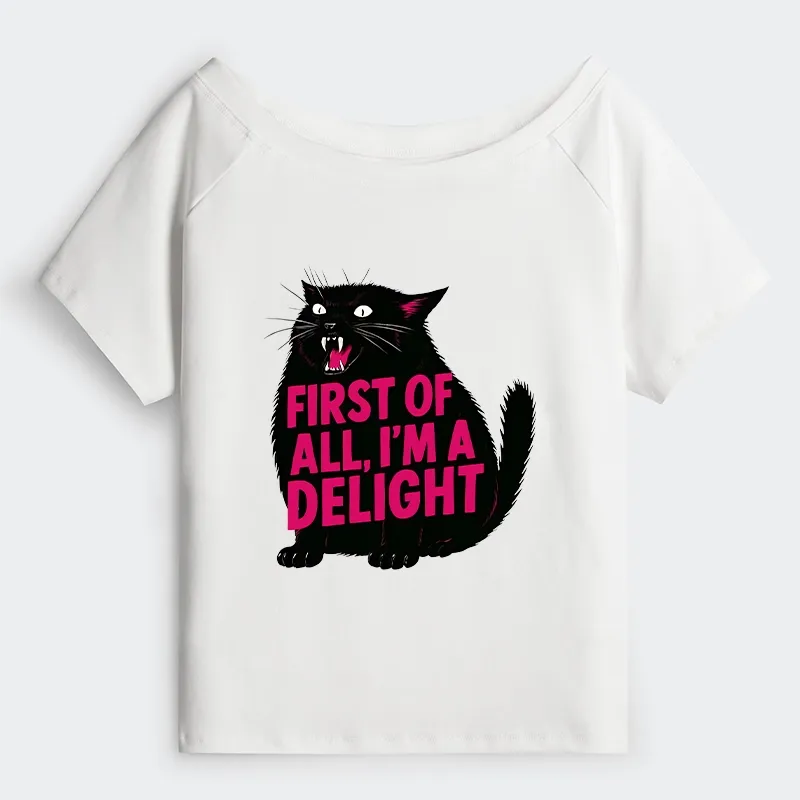 Tokyo-Tiger Roaring Black Cat Off Shoulder T-Shirt Sale