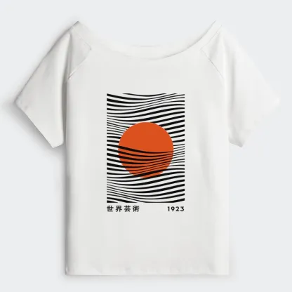 Tokyo-Tiger Minimalist Art Sun Off Shoulder T-Shirt