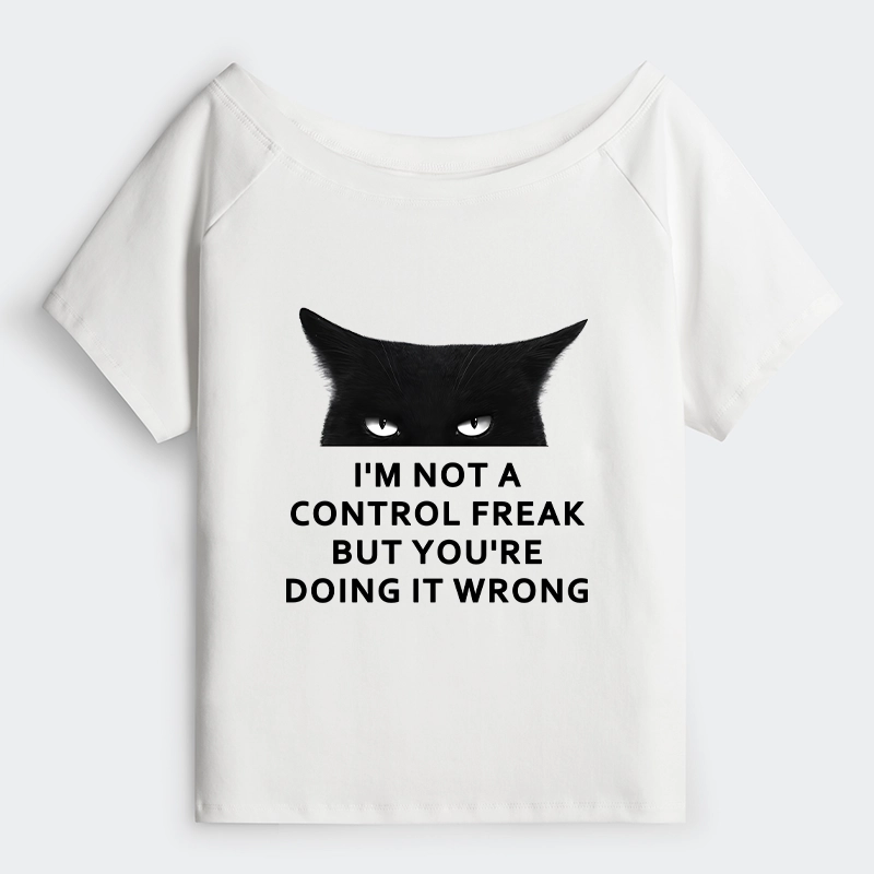 Tokyo-Tiger Control Freak Funny Off Shoulder T-Shirt