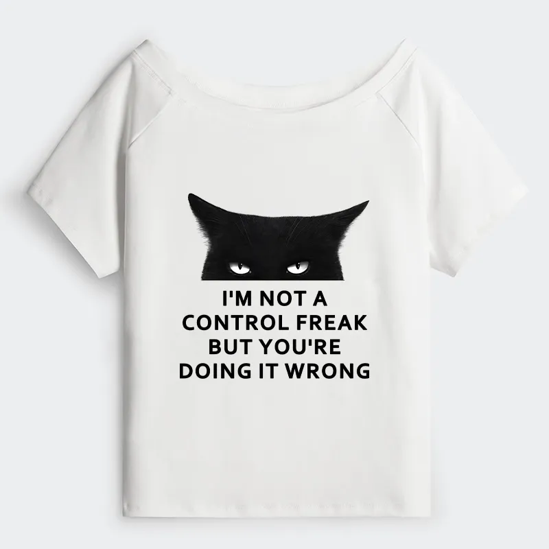 Tokyo-Tiger Control Freak Funny Off Shoulder T-Shirt