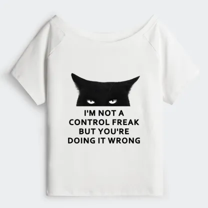 Tokyo-Tiger Control Freak Funny Off Shoulder T-Shirt