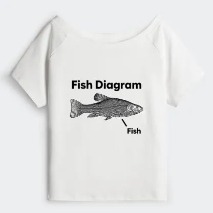 Tokyo-Tiger A Funny Guide to Fish Meme Off Shoulder T-Shirt