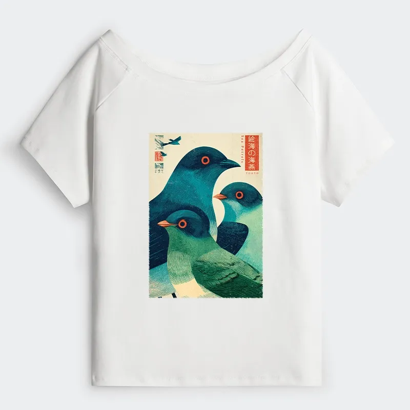 Tokyo-Tiger Petrels Of The Painted Sea Off Shoulder T-Shirt