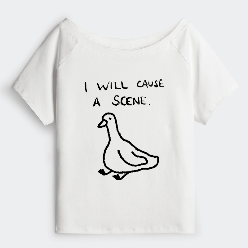 Tokyo-Tiger Stupid Goose Funny Japan Retro Off Shoulder T-Shirt