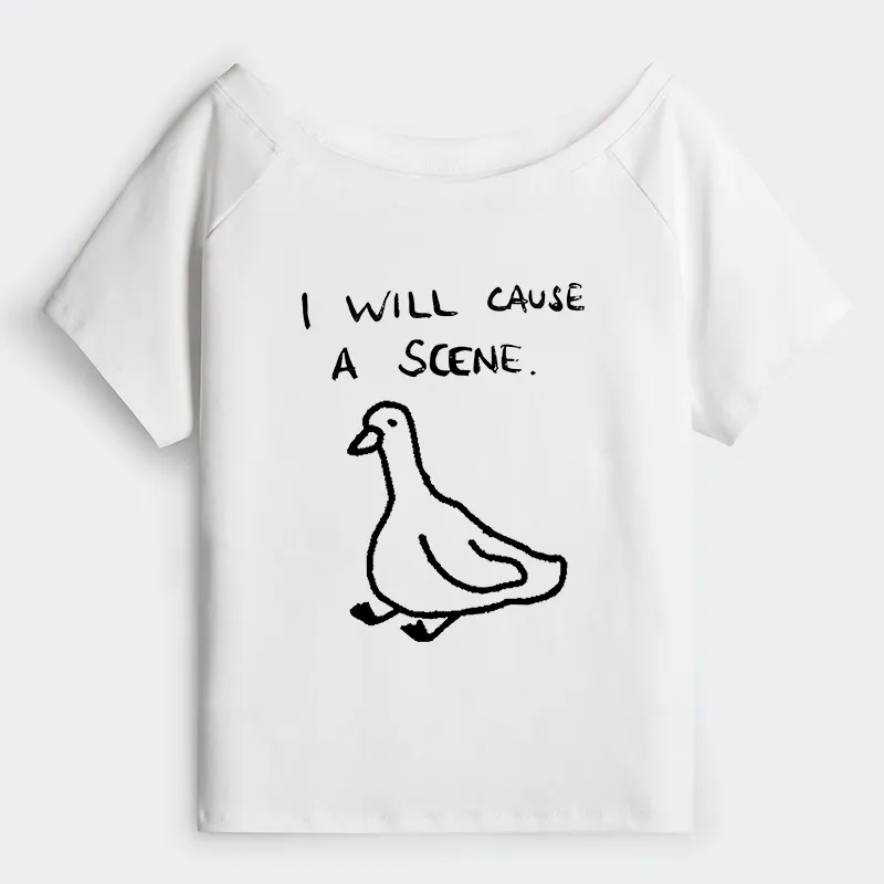 Tokyo-Tiger Stupid Goose Funny Japan Retro Off Shoulder T-Shirt