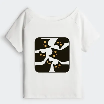 Tokyo-Tiger Cats Are Watching You Off Shoulder T-Shirt