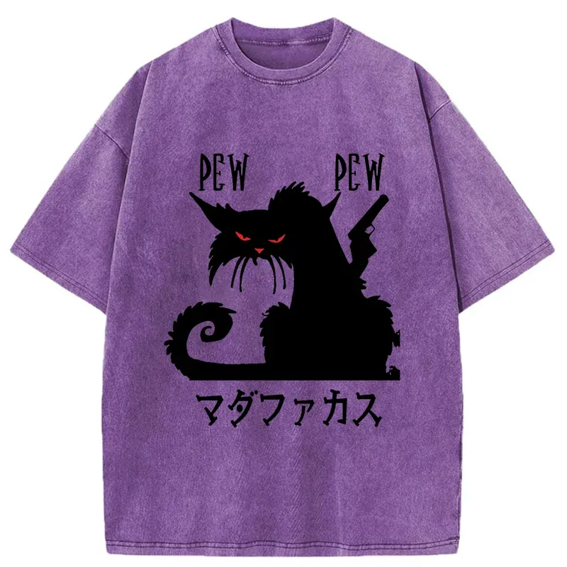 Tokyo-Tiger Angry Japanese Cat Washed T-Shirt