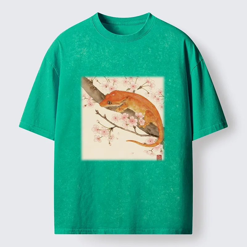 Tokyo-Tiger Sakura Gecko Japanese Washed T-Shirt