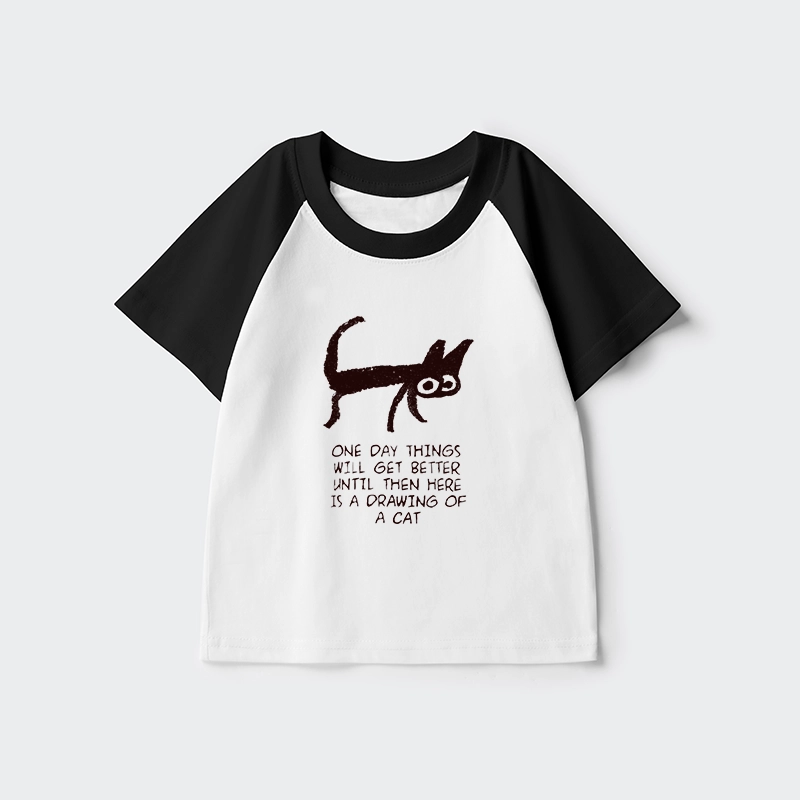 Tokyo-Tiger Cat Cheer Up Drawing Kids Raglan T-shirt