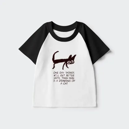 Tokyo-Tiger Cat Cheer Up Drawing Kids Raglan T-shirt