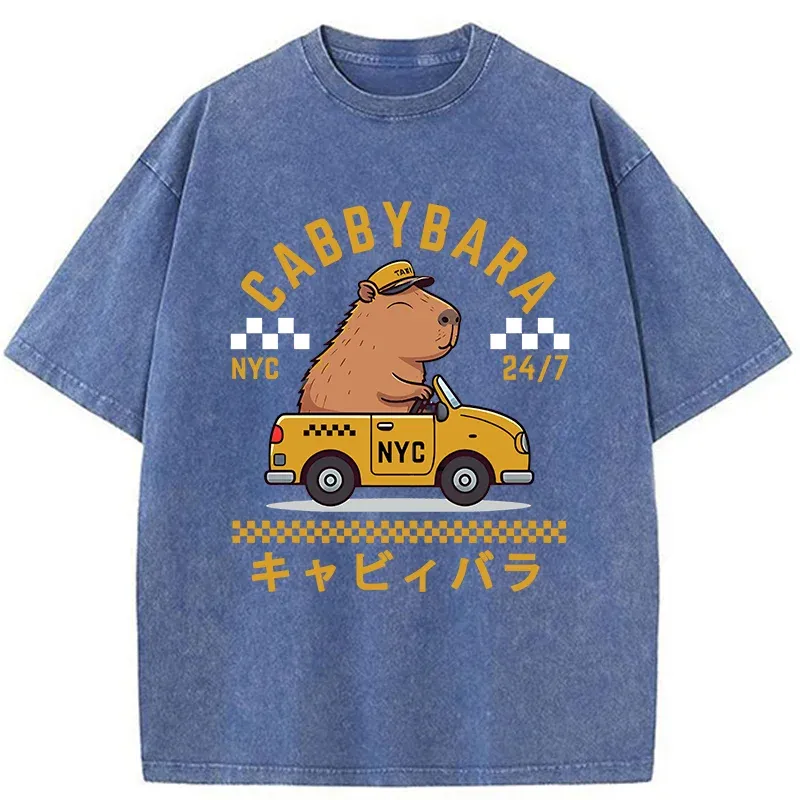 Tokyo-Tiger Capybara Driving Washed T-Shirt