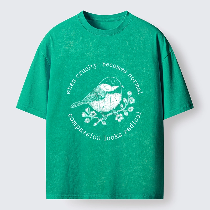 Tokyo-Tiger Anti Cruelty Bird Washed T-Shirt