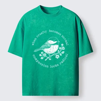 Tokyo-Tiger Anti Cruelty Bird Washed T-Shirt