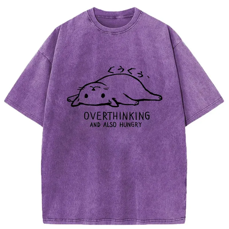 Tokyo-Tiger Overthinking Funny Cat Washed T-Shirt