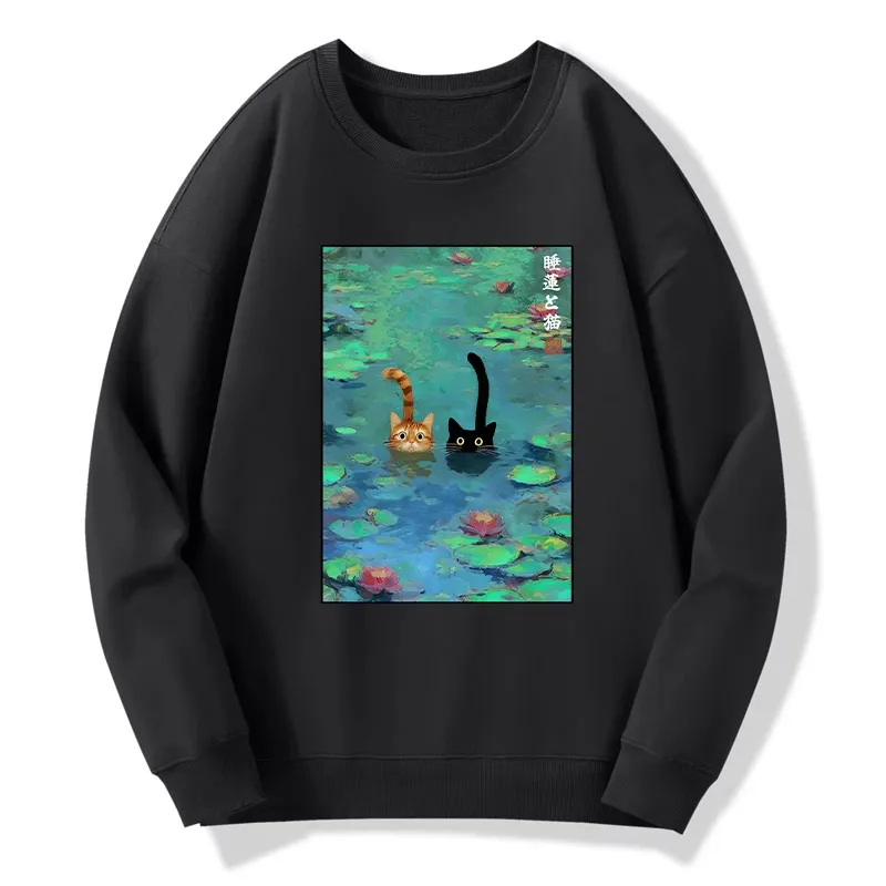 Tokyo-Tiger Funny Cats Swimming In Lilies Classic Sweatshirt