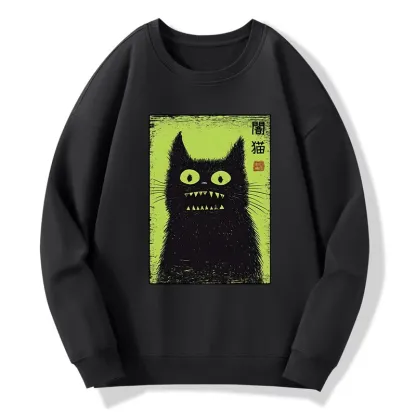 Tokyo-Tiger Spooky Black Cat Japanese Classic Sweatshirt