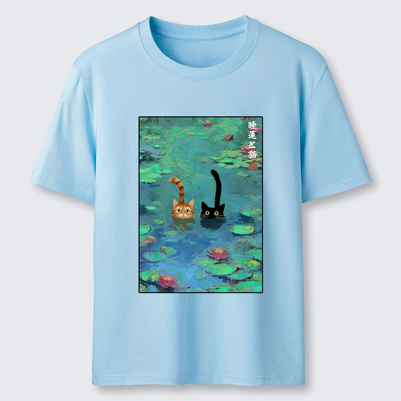 Tokyo-Tiger Funny Cats Swimming In Lilies Classic T-Shirt