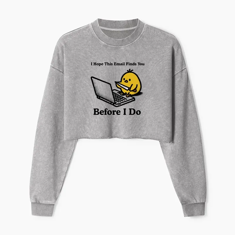 Tokyo-Tiger Chicken Knife Email Meme Washed Crop Sweatshirt