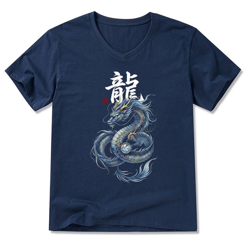 Tokyo-Tiger Mythic Blue Dragon V-Neck Classic T-Shirt Sale