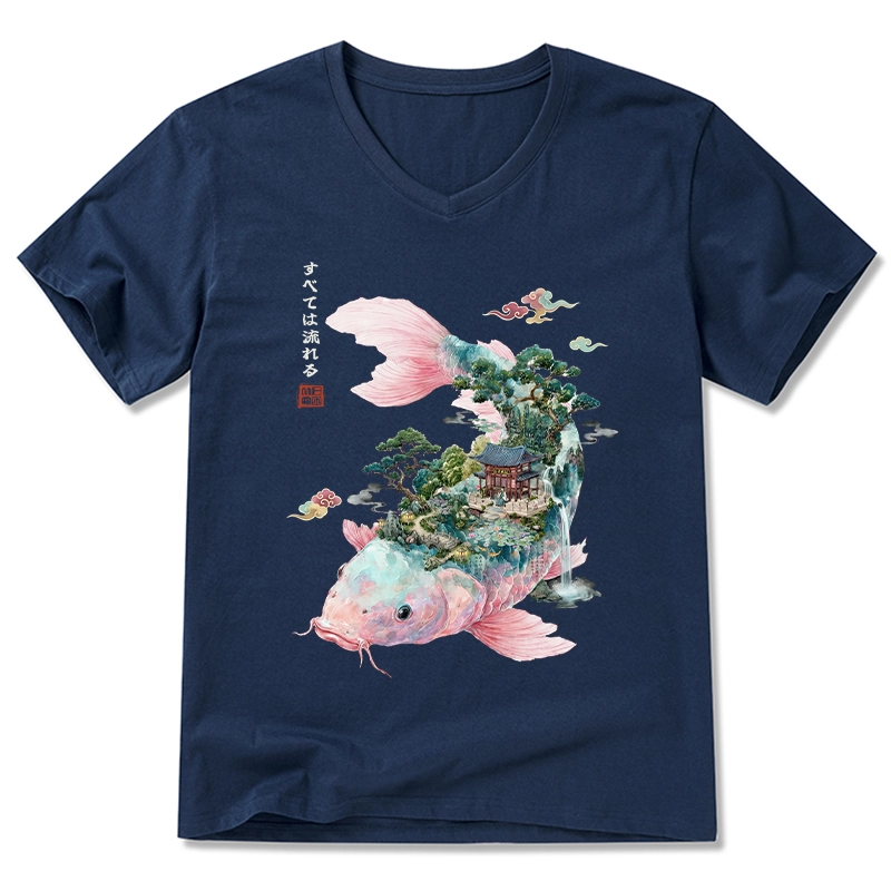 Tokyo-Tiger  Journey Of The Flowing Koi V-Neck Classic T-Shirt