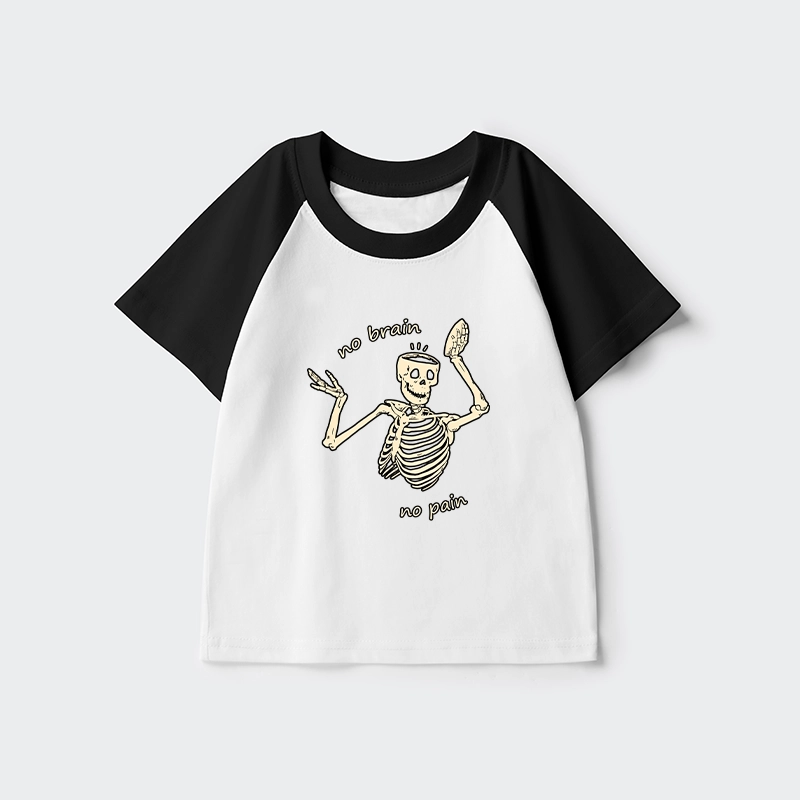 Tokyo-Tiger Skeletons Feel No Pain Kids Raglan T-shirt