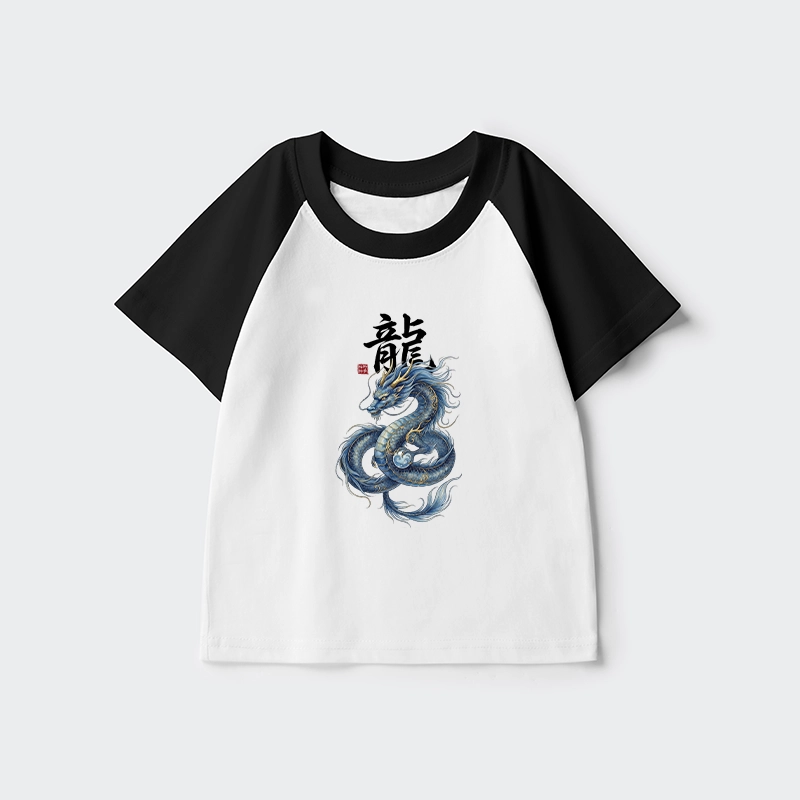 Tokyo-Tiger Mythic Blue Dragon Kids Raglan T-shirt