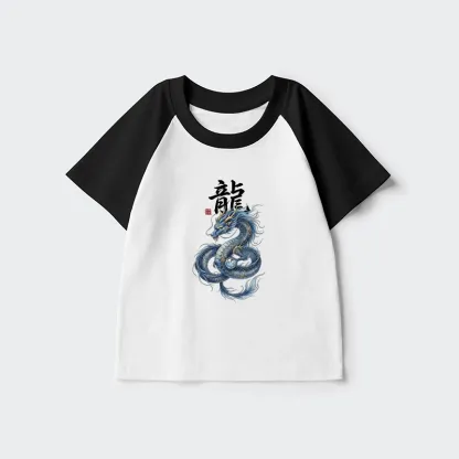 Tokyo-Tiger Mythic Blue Dragon Kids Raglan T-shirt