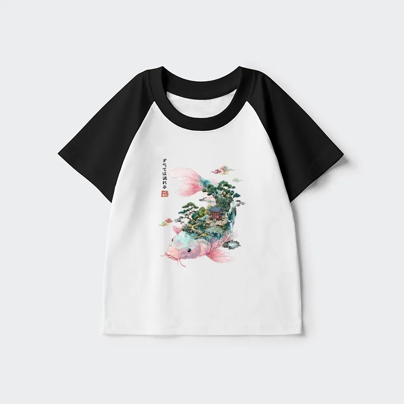 Tokyo-Tiger Journey Of The Flowing Koi Kids Raglan T-shirt Sale
