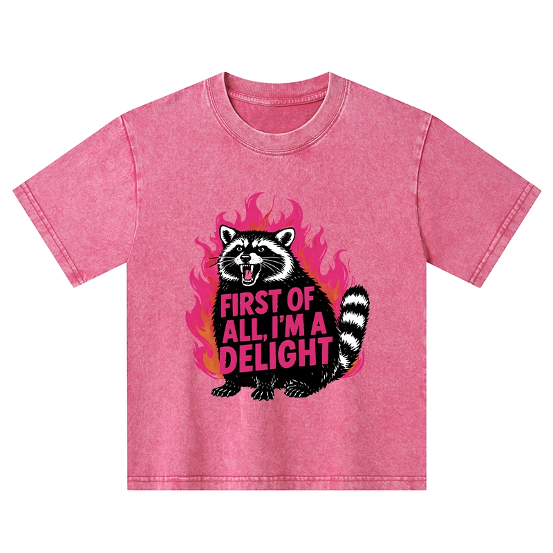 Tokyo-Tiger Angry Raccoon Funny Kids Washed T-Shirt