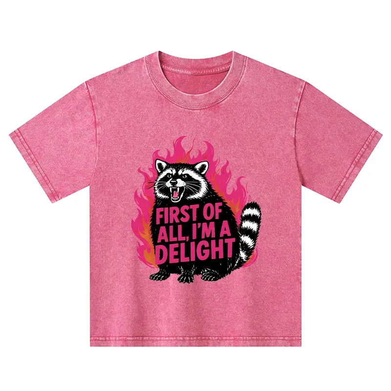 Tokyo-Tiger Angry Raccoon Funny Kids Washed T-Shirt