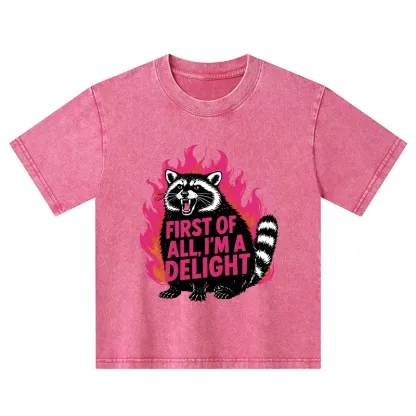 Tokyo-Tiger Angry Raccoon Funny Kids Washed T-Shirt
