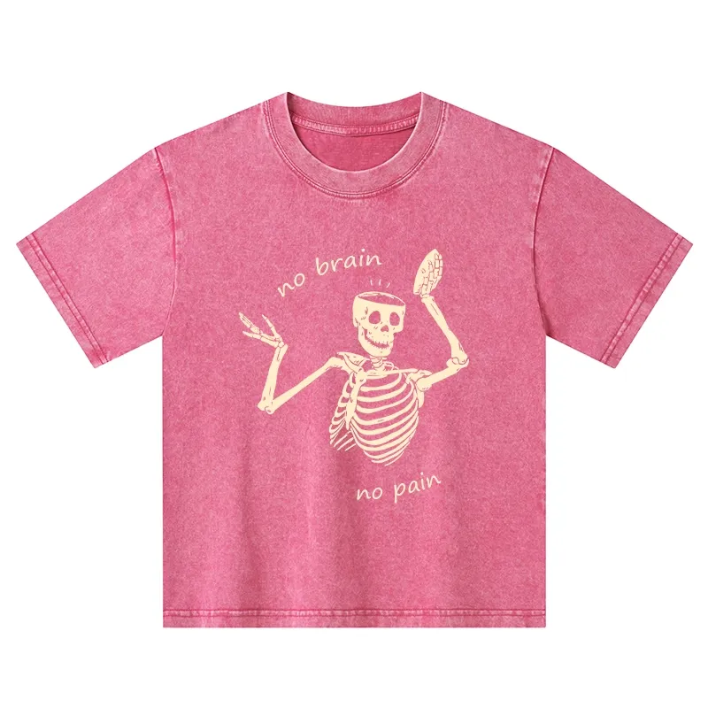 Tokyo-Tiger Skeletons Feel No Pain Kids Washed T-Shirt