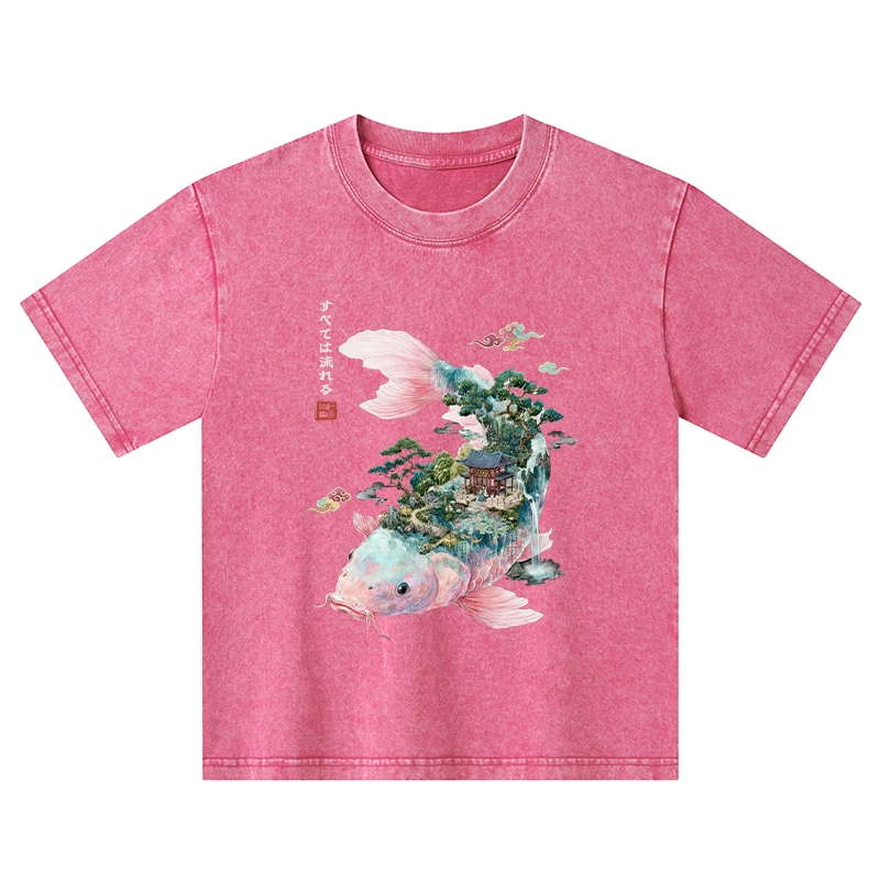 Tokyo-Tiger Journey Of The Flowing Koi Kids Washed T-Shirt